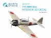 Quinta Studio QD72171 A6M3 Zero 3D-Printed & coloured Interior on decal paper (Tamiya) 1/72
